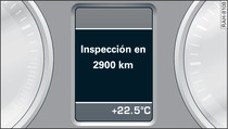 Cuadro de instrumentos: Indicador de intervalos de servicio (ejemplo)